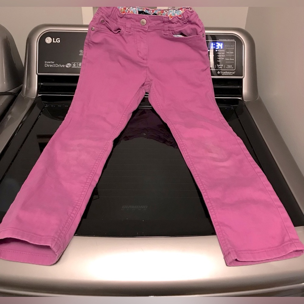 Mini Boden purple - pink size 8 y yr year years denim weight pants with florals